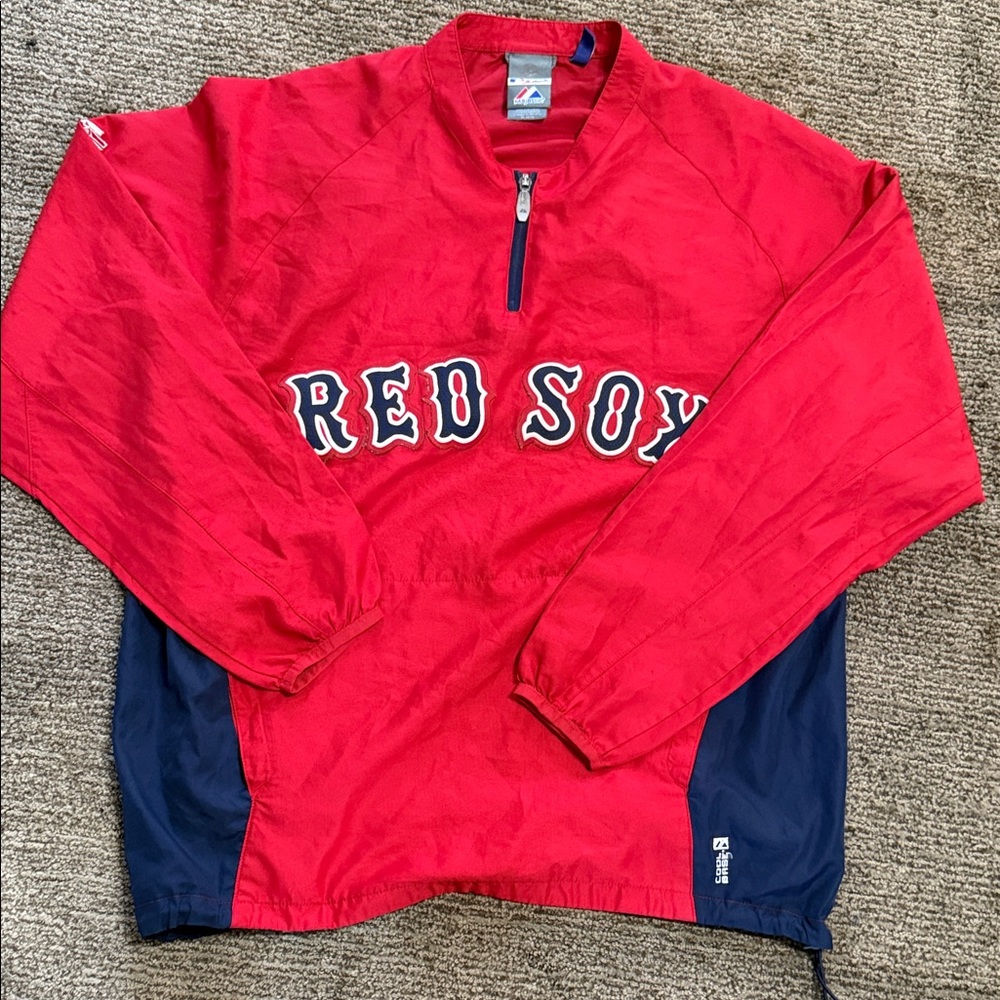 Boston Red Sox Majestic Red Windbreaker Pullover Jacket